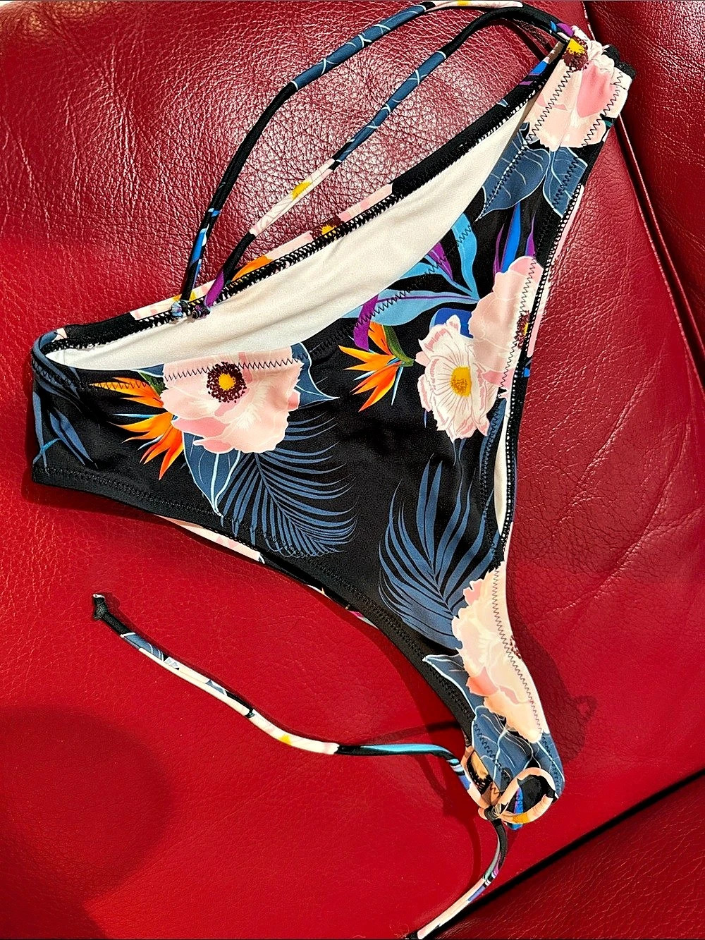 Cupshe Floral Bikini Set Black & Pink XL Like New